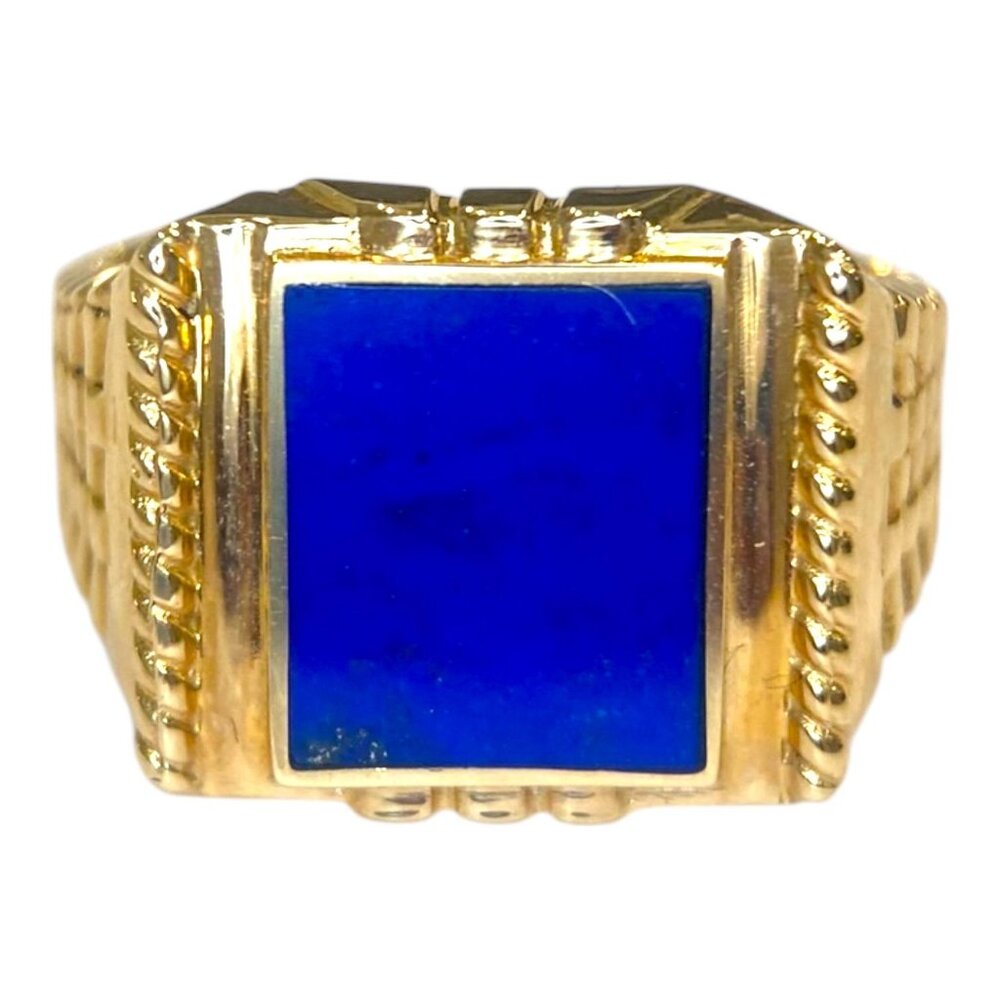 SOLD Vintage 18K Yellow Gold Lapis Lazuli Signet Ring